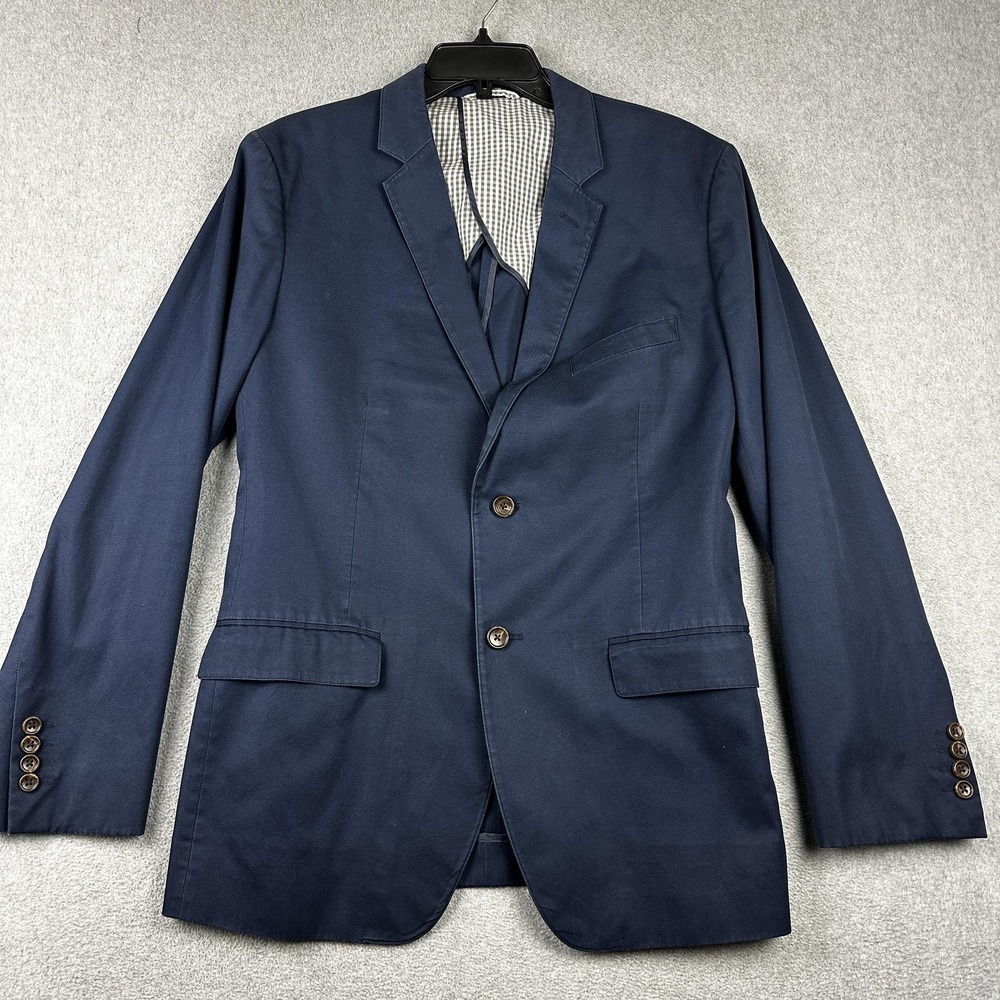 Bonobos Blazer Mens 42(40)R Navy Slim Cotton Two Button Notch Lapel Sport Coat